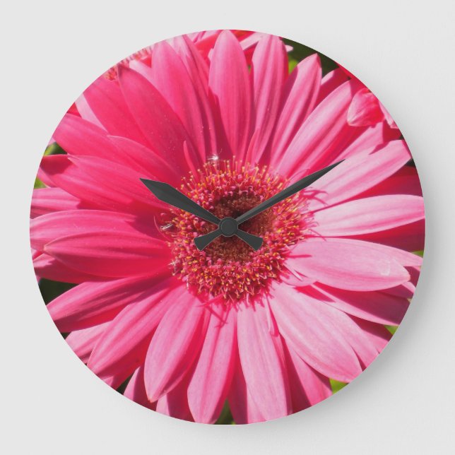 Grande Horloge Ronde Pink Gerbera Daisy Wall Clock (Recto)
