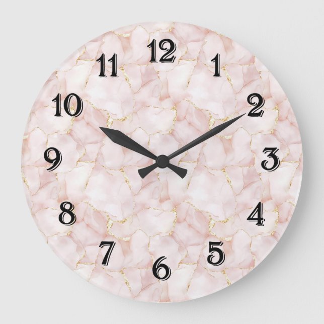 Grande Horloge Ronde Pink Gold Rose Petals Floral (Recto)