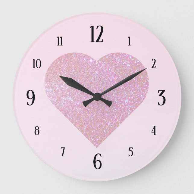 Grande Horloge Ronde Pink gradient With Large Glitter Heart (Recto)