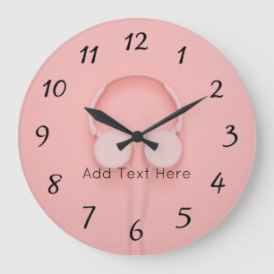 Grande Horloge Ronde Pink Headphones with Wires