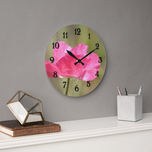 Grande Horloge Ronde Pink Iceland Poppy Flower Photography   (Bureau)