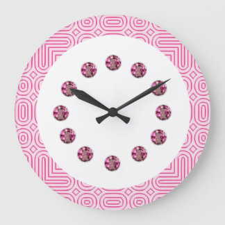 Grande Horloge Ronde Pink Jewel Bling Wall Clock