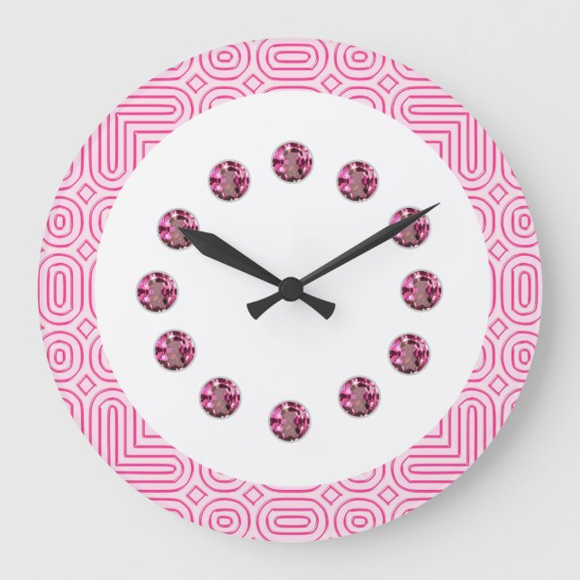 Grande Horloge Ronde Pink Jewel Bling Wall Clock (Recto)