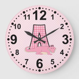 Grande Horloge Ronde Pink Letter A