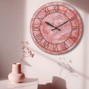 Grande Horloge Ronde Pink Marble Prince Wall Clock