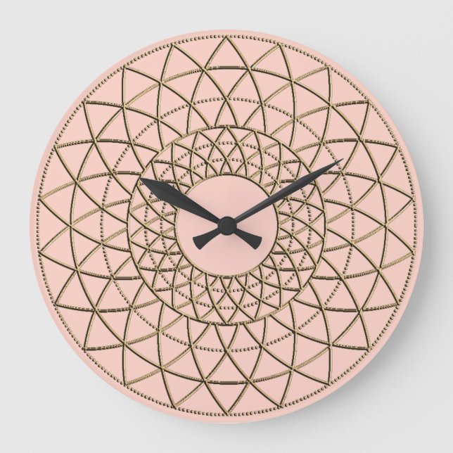 Grande Horloge Ronde Pink Metallic Circle Pattern Acrylic Wall Clock (Recto)