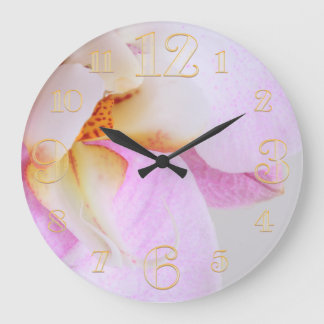 Grande Horloge Ronde Pink Orchid Wall Clock