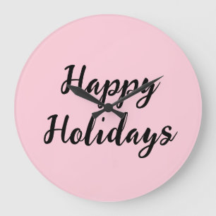 Grande Horloge Ronde Pink pastel joyaux vacances Noël stylet simple