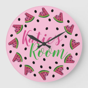 Grande Horloge Ronde Pink Personnalisé Pirate Pirate Fruit Graines