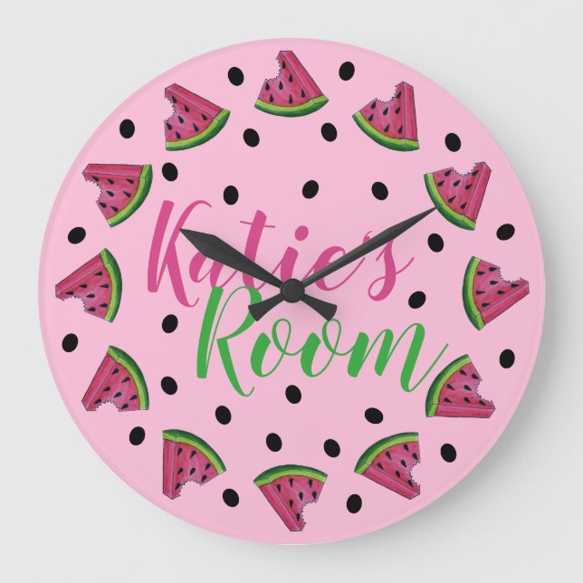 Grande Horloge Ronde Pink Personnalisé Pirate Pirate Fruit Graines (Recto)