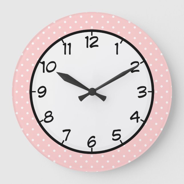 Grande Horloge Ronde Pink Polka Dot Pastel (Recto)