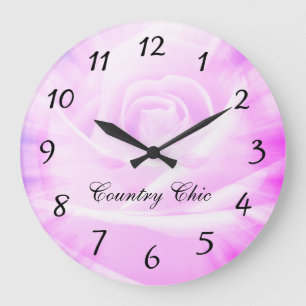 Grande Horloge Ronde Pink purple floral country chic design