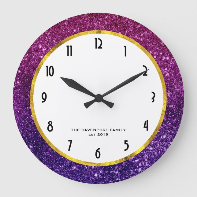 Grande Horloge Ronde Pink & Purple Sparkling Gemstones (Recto)