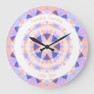 Grande Horloge Ronde Pink Purple Twinkle Little Star Baby Girl Nursery