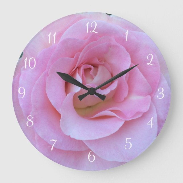 Grande Horloge Ronde Pink Rose Round Wall Clock (Recto)