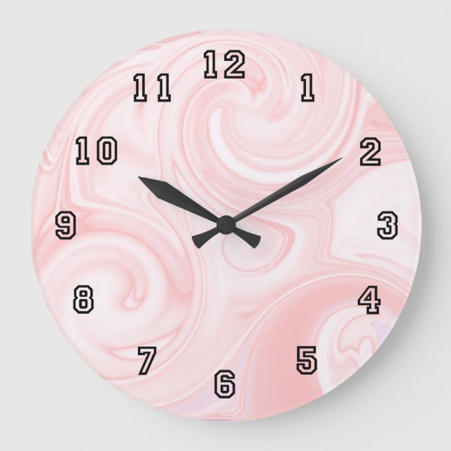 Grande Horloge Ronde Pink swirl Wall Clock (Recto)