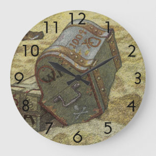 Grande Horloge Ronde Pirates Vintage, William Kidd Enterrant un Trésor