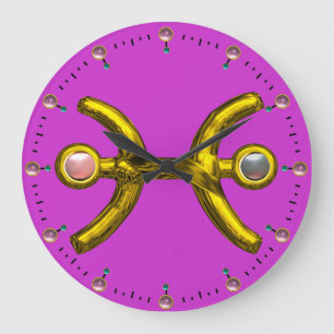 GRANDE HORLOGE RONDE PISCES GOLD ZODIAC BIRTHDAY JEWEL WITH PEARLS