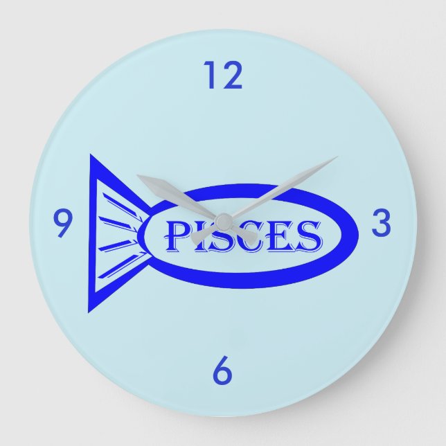 Grande Horloge Ronde Pisces Star Sign Fish Wall Clock (Recto)