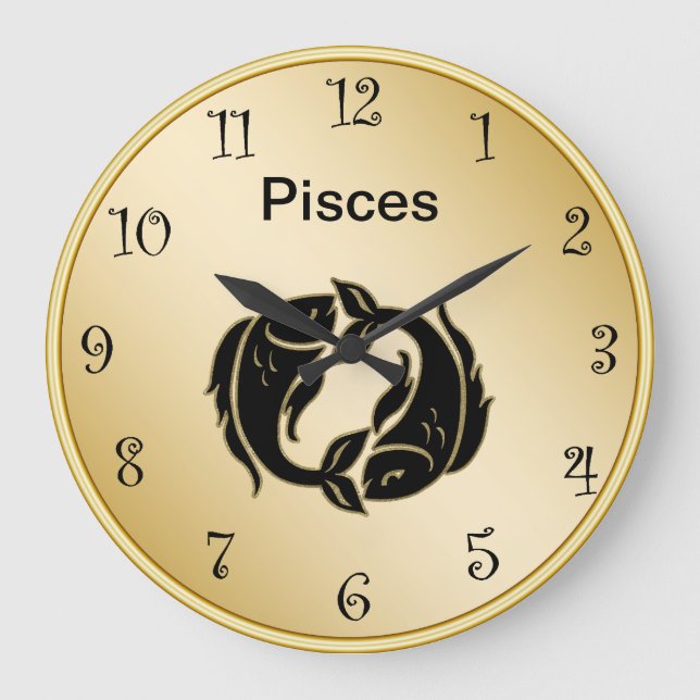Grande Horloge Ronde Pisces Zodiac Wall Clock (Recto)