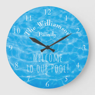 Grande Horloge Ronde Piscine Aqua Ondulations d'Eau Estivales