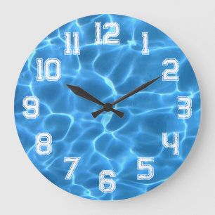Grande Horloge Ronde Piscine Contour Athlétique Blanc Grunge Numéro