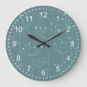 Grande Horloge Ronde Pissenlits turquoises
