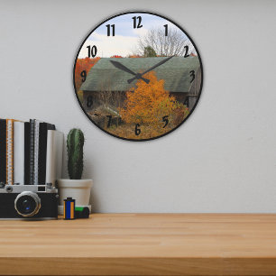 Grande Horloge Ronde Pittoresque automne pittoresque Couleurs Vieux boi