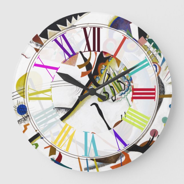 Grande Horloge Ronde PixDezines Kandinsky Segment Bleu (Recto)