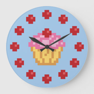 Grande Horloge Ronde Pixel Cupcake