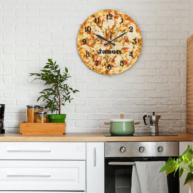 Grande Horloge Ronde Pizza À Temps Prêt À Aller (Créateur téléchargé)