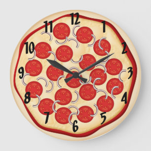 Grande Horloge Ronde Pizza aux tomates et oignons