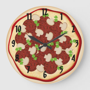 Grande Horloge Ronde Pizza avec pepperoni