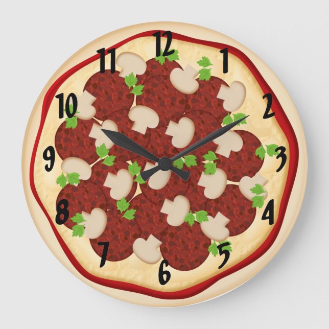 Grande Horloge Ronde Pizza avec pepperoni (Recto)