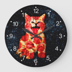Grande Horloge Ronde Pizza Cat