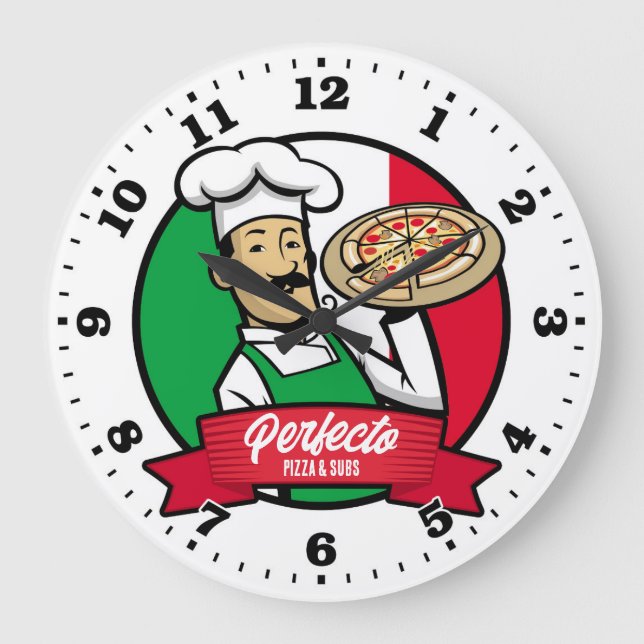 Grande Horloge Ronde Pizza Parlor Pizzeria Italienne Personnalisable Ho (Recto)