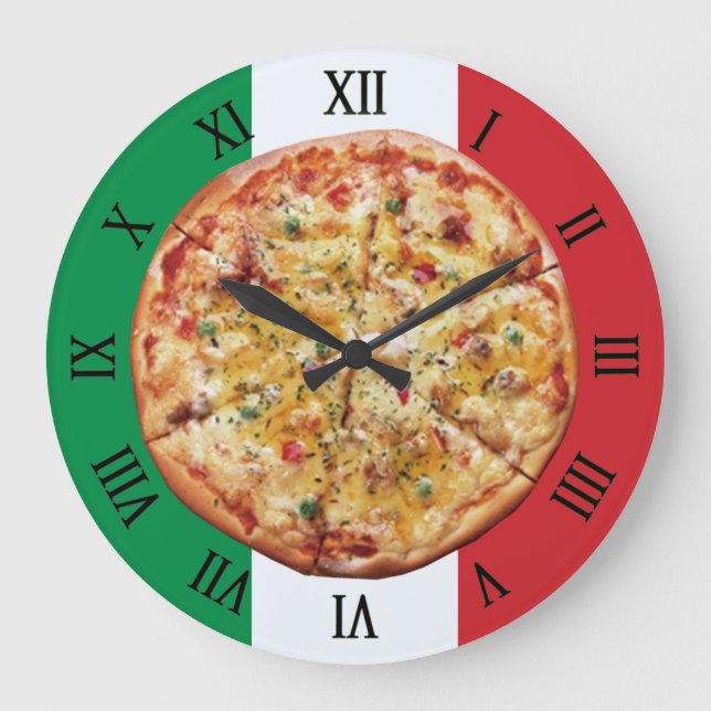 Grande Horloge Ronde Pizza ~ Roman Numerals ~ Italian Flag ~ (Recto)