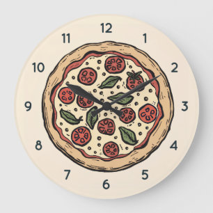 Grande Horloge Ronde Pizza ronde de pizzeria italienne cuisine ou resta