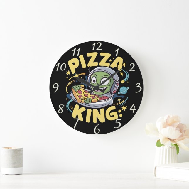 Grande Horloge Ronde Pizza Slice Joy (Maison)