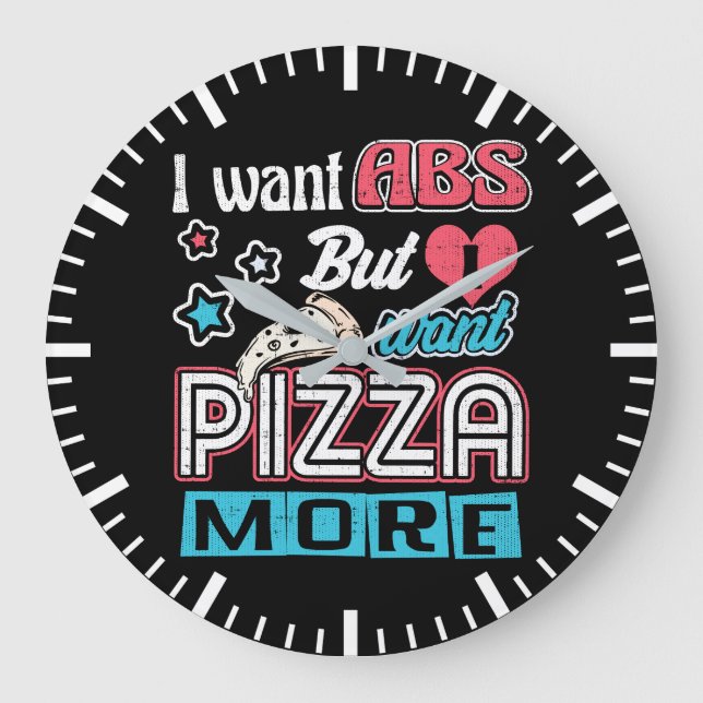 Grande Horloge Ronde Pizza vs Abs - Régime en vrac - Carbes amusantes N (Recto)