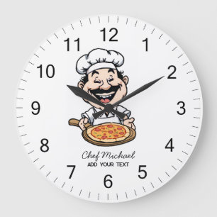 Grande Horloge Ronde Pizzeria italienne personnalisée Cuisine de pizza 
