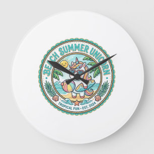 Grande Horloge Ronde Plage de licorne Été Licorne POD Prêt Vêtements Gr