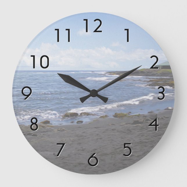 Grande Horloge Ronde Plage de sable noir de Punalu'u Hawaii (Recto)