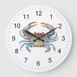 Grande Horloge Ronde Plage d'été du crabe bleu moderne tendance