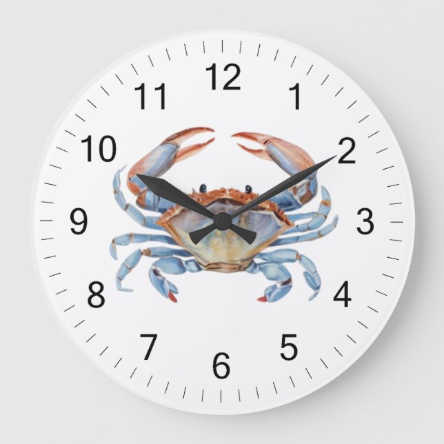 Grande Horloge Ronde Plage d'été du crabe bleu moderne tendance (Recto)