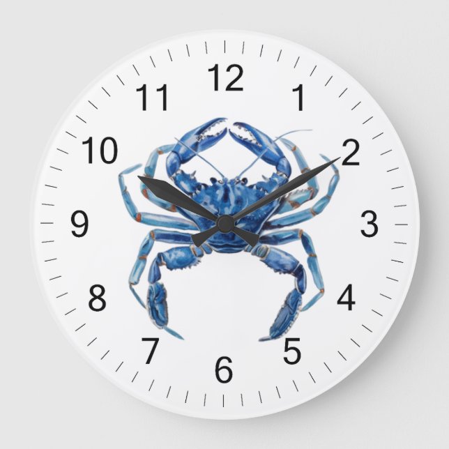 Grande Horloge Ronde Plage d'été du crabe bleu moderne tendance (Recto)
