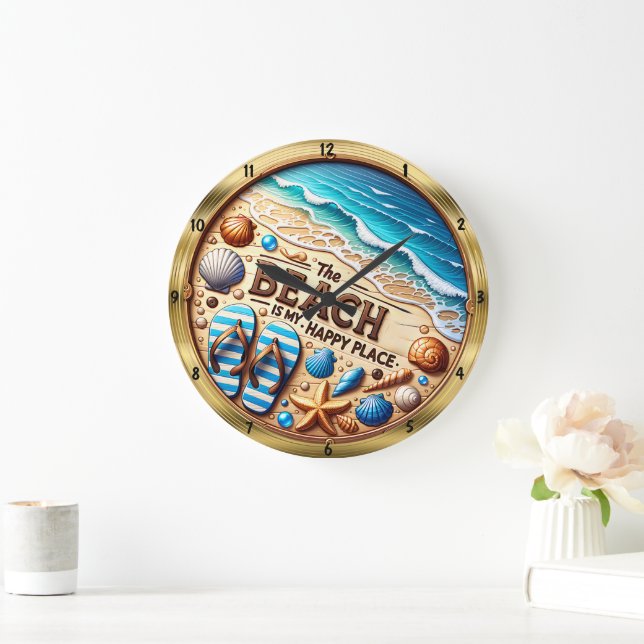 Grande Horloge Ronde Plage Joyeux Place Seashell (Maison)