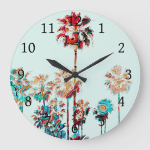Grande Horloge Ronde Plage Palm Tree Design 243