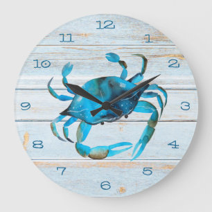 Grande Horloge Ronde Plage rustique Crabe du bois Côte