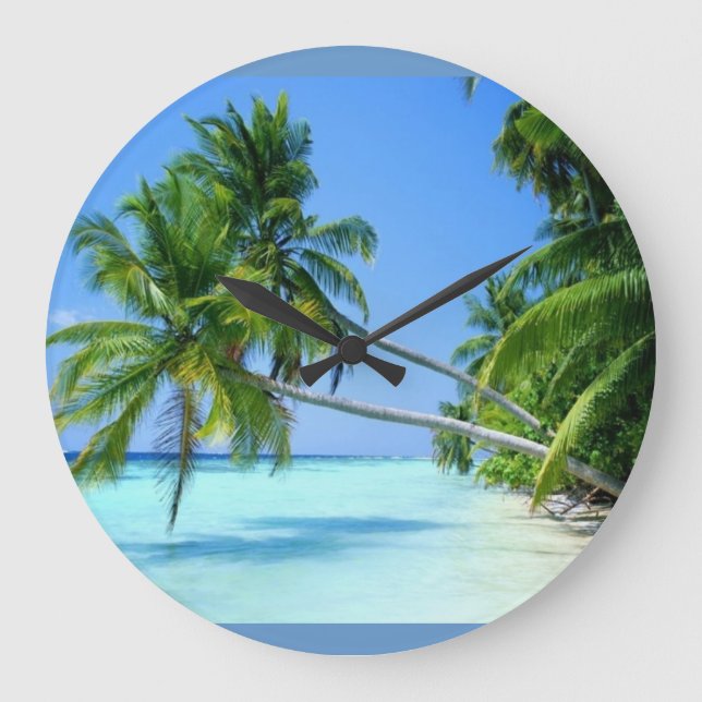 Grande Horloge Ronde Plage Tropical Palm Beach ! (Recto)